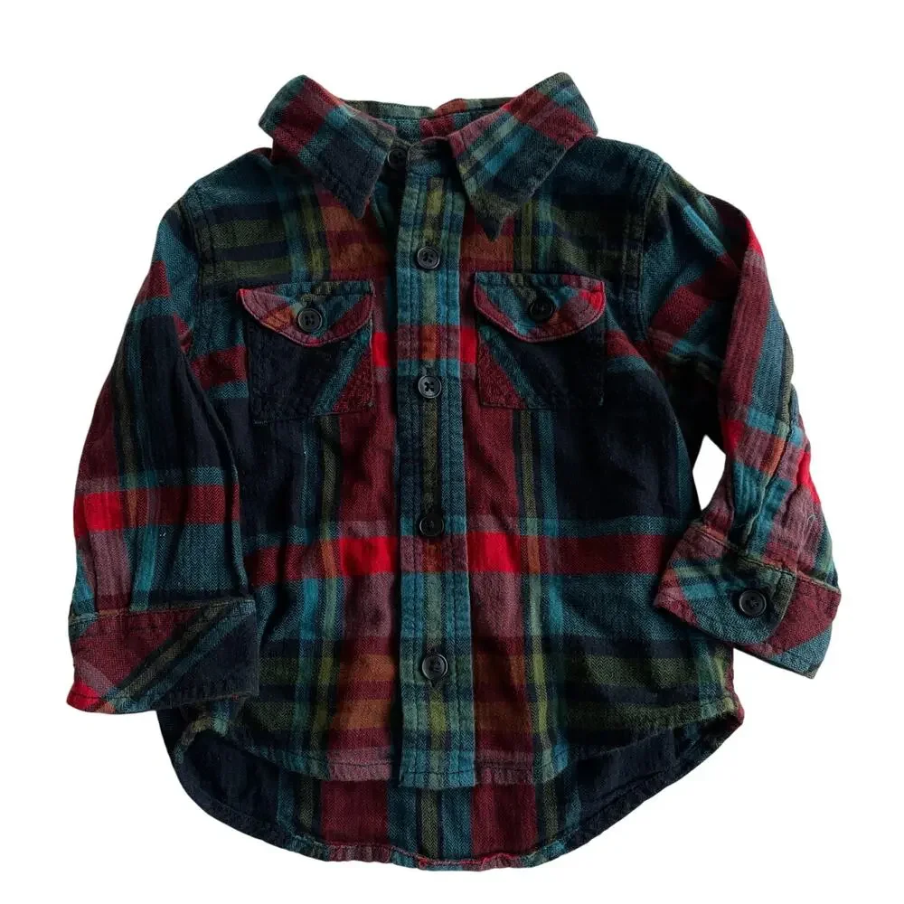 Peek Flannel Button-Down Shirt - Size 12-18 Months